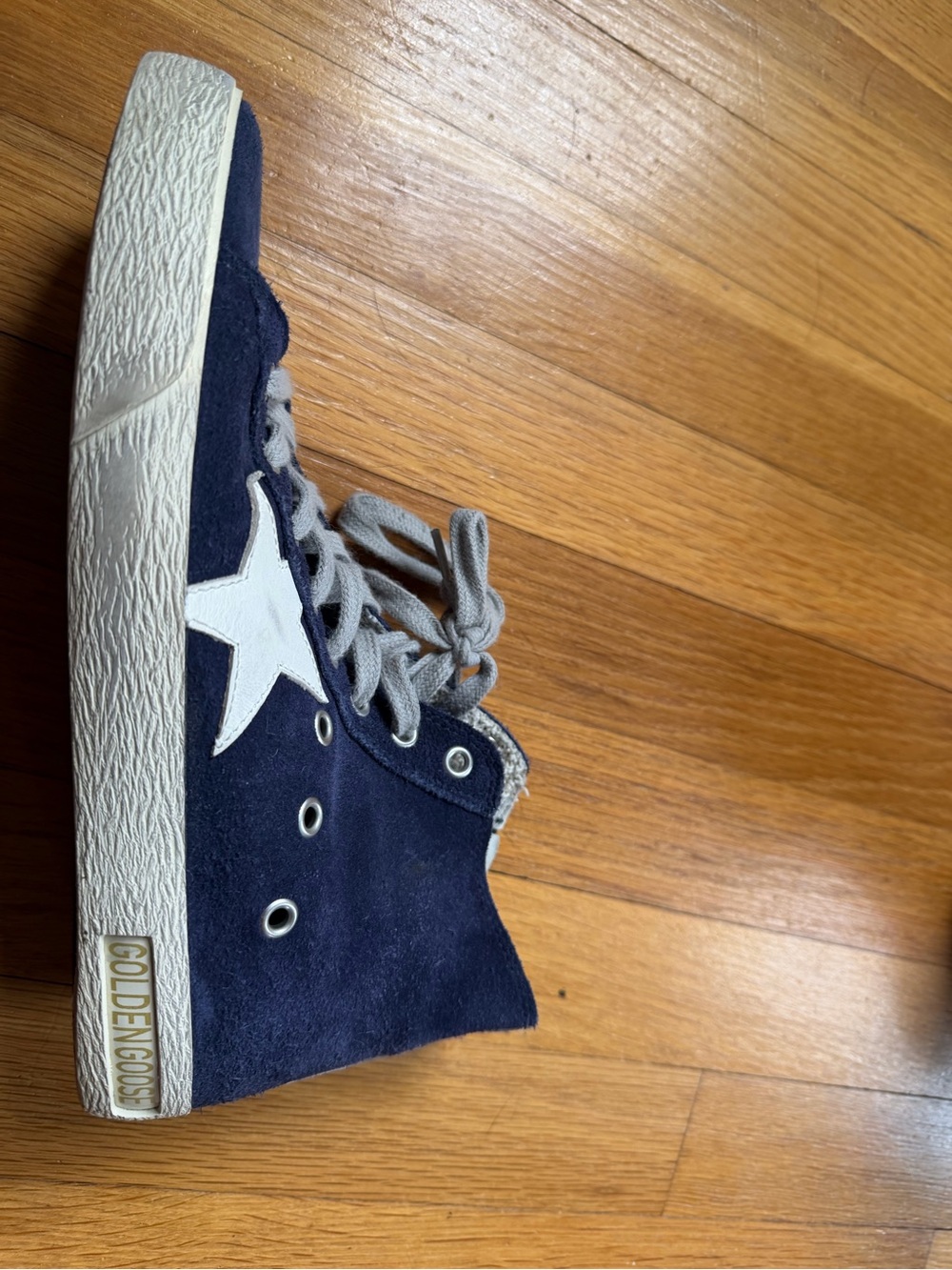 Golden Goose Francy Navy Suede High-Top Sneakers with White Star - Picture 4 of 6